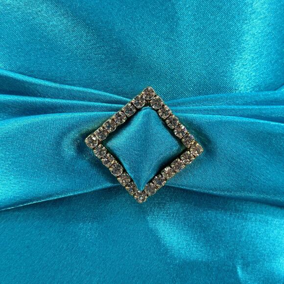 Vintage Jessica McClintock Gunne Sax Dress 5 6 Blue Halter Satin Maxi Y2K Formal - Picture 4 of 10